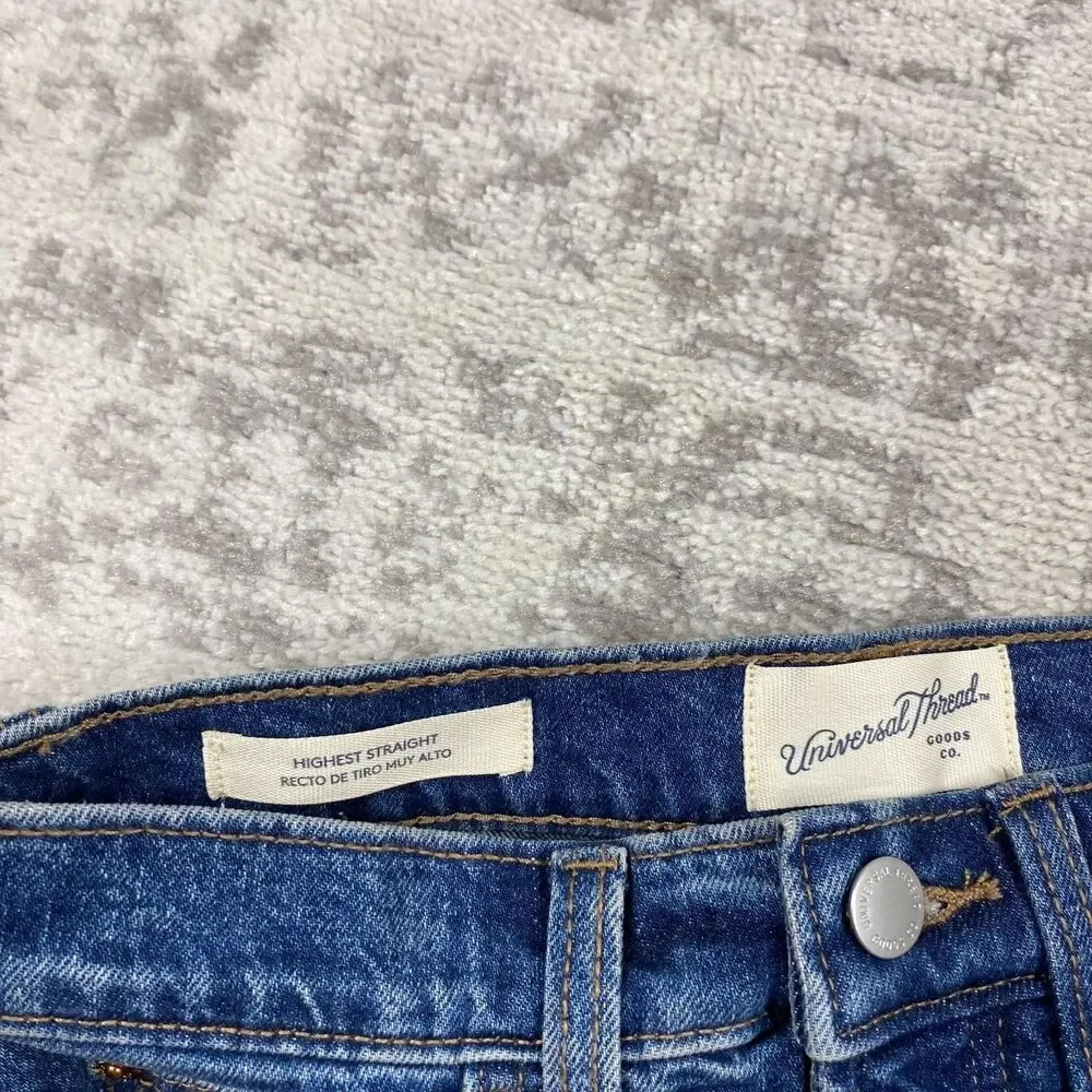 NEW Universal Thread Jeans Highest Rise Straight Blue Denim Jeans Women's Size 2
